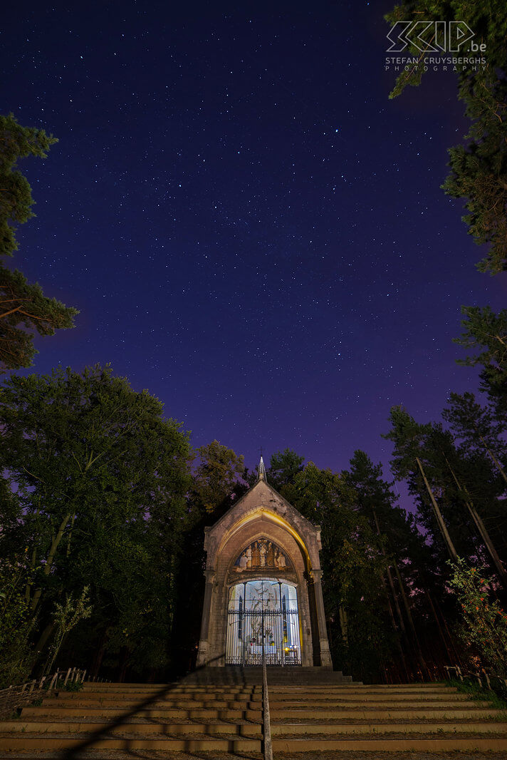 Hageland by night - Coronation Chapel of Averbode The Coronation Chapel of Averbode during the blue hour. In 1910 the statue of Our Lady of the Sacred Heart was crowned in the Abbey of Averbode. Two years later in 1912, the neo-Gothic Coronation Chapel was built. This chapel is located on a hill in the woods near the abbey. Stefan Cruysberghs